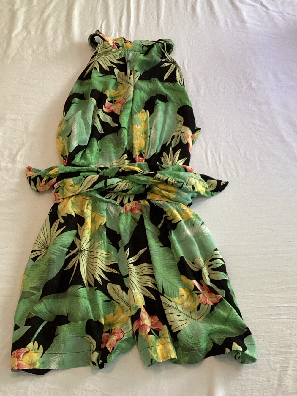 Nicole Miller Tropical Print Shorts Linen Romper Sz M
